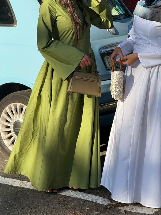 Aira Poplin Dress Chartreuse