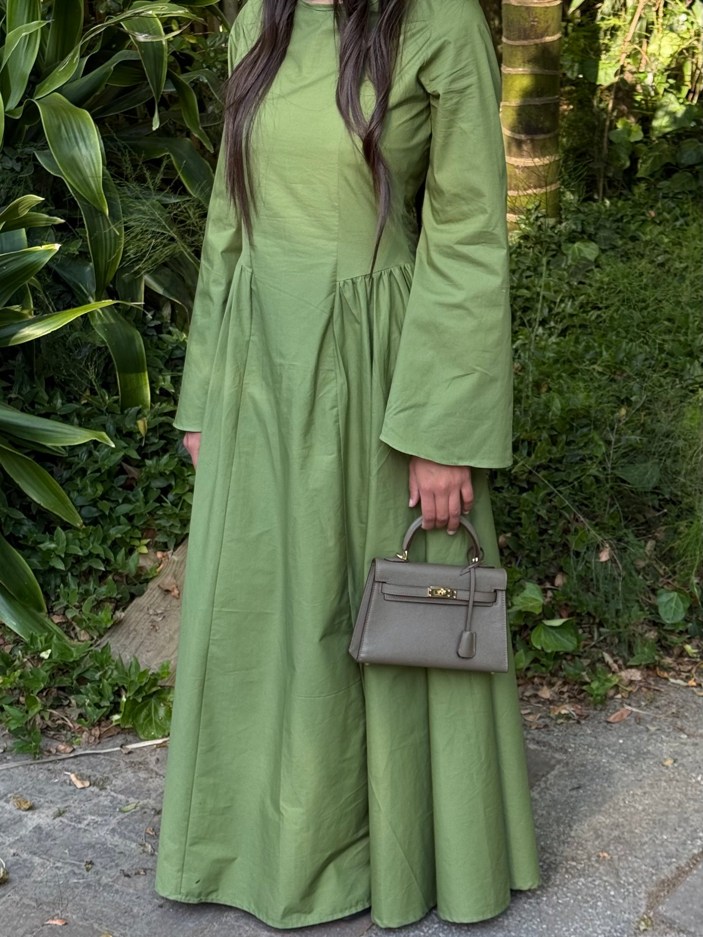 Aira Poplin Dress Chartreuse