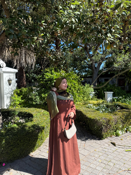 Lara Linen Dress Choc Brown