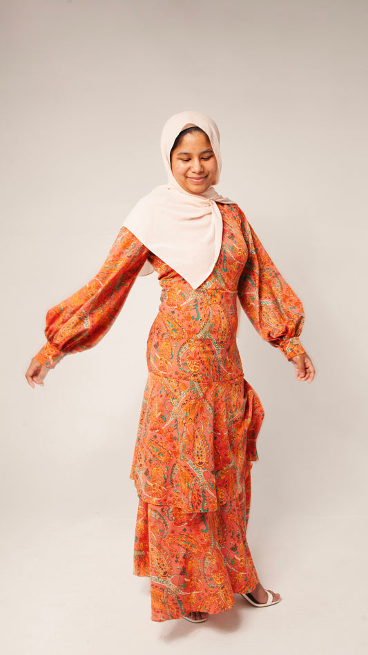 Maya Dress Coral Paisley